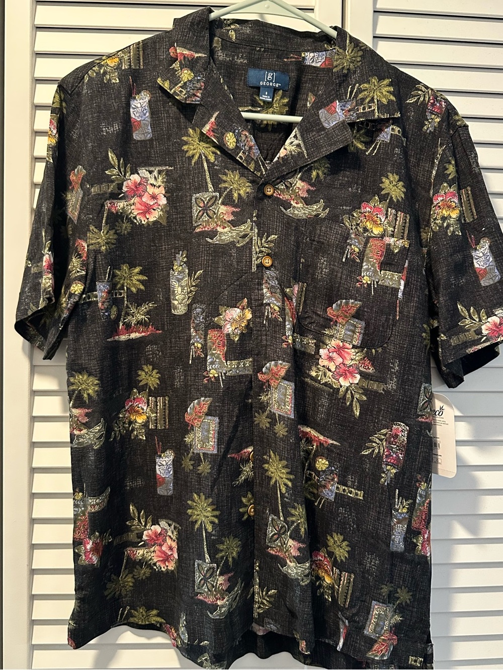 Men’s George button up Black/charcoal Tropical Print Shirt